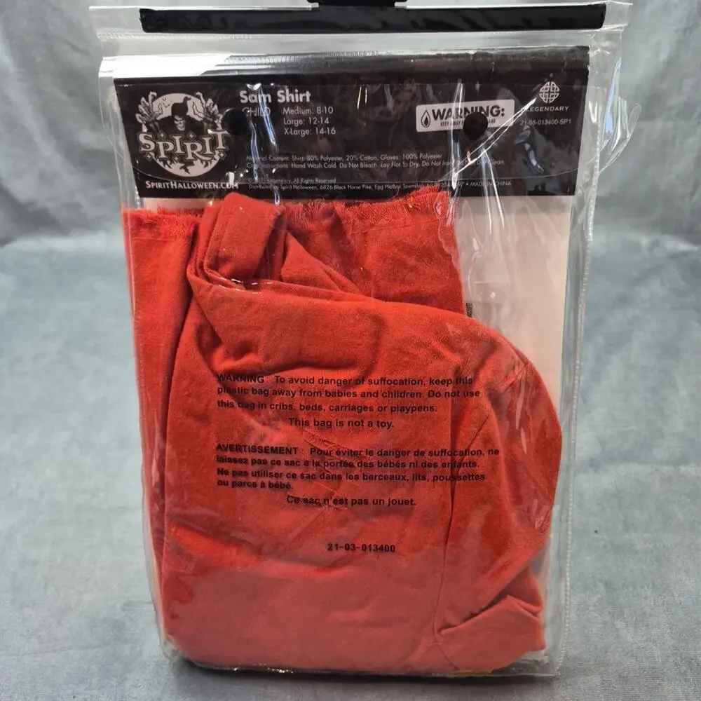 Trick r Treat Sam Shirt Costume Child Medium 8-10 Spirit Halloween Hooded Top - Picture 4 of 6